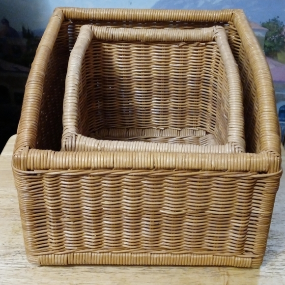 πππ 2 Wicker Decorative basket SetππΊπΈππ«Vintage Sturdy Storage Set,πππ - Picture 8 of 16
